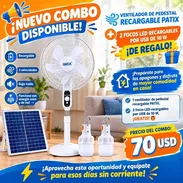 VENTILADOR DE PEDESTAL CON PANEL SOLAR+ 2 BOMBILLOS - Img 58397494