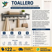 TOALLERO DE PARED CON GANCHO Y PARRILLA GRIS OSCURO - Img 57533361