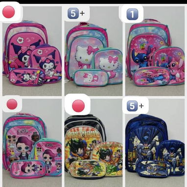 Combos de 3 piezas. Mochilas, merendero térmico y cartuchera - 8/9