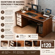 Escritorio de madera espacioso y funcional - Img 57943702