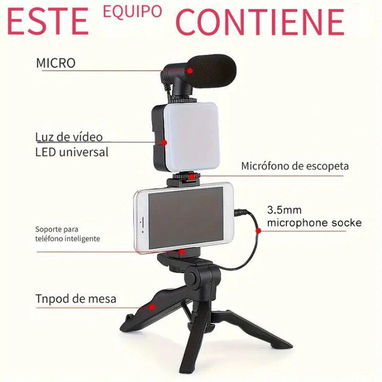 Trípode para teléfono móvil con micrófono y luz led | Celulares, Tablets y Accesorios | Nuevo... | videojuegoshabana.com - Img 124218284