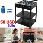 🔥 Cocina de 4 Quemadores - Acero Inoxidable + Estantes - $58 USD - Img 56554199