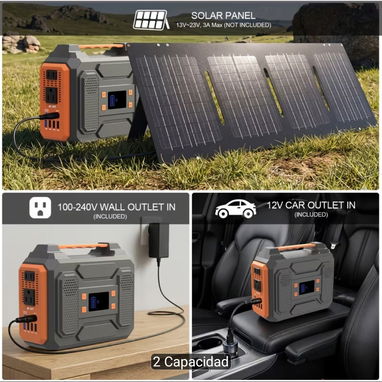 Estación de energía portátil de 100W con toma de corriente de CA, banco de energía, paquete de batería externa de litio, - 3/9