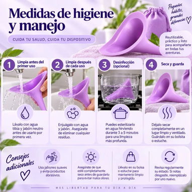 Orinal femenino reutilizable de silicona postparto posoperatorio orina de pie Comodidad e higiene Mujer - 4/5