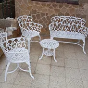 Jueguito de butacas con sofá y mesita de aluminio para exterior - Img 51728379