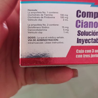 Tribedoce complejo vitamínico b inyectable compuesto contiene vitamina B1, B6 y B12 además Diclofenaco $7 USD - 2/2