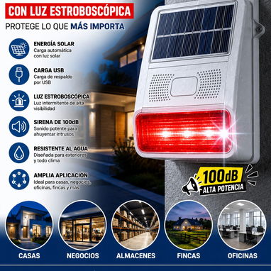 🚨 Sirena Solar con Luz Estroboscópica – Protección para tu Hogar o Negocio 🚨 - 3/3