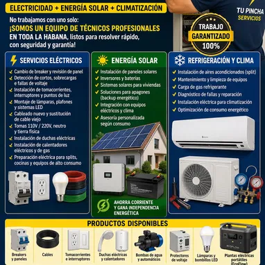 ⚡ Electricista a domicilio en La Habana + Energía Solar ☀️ + Climatización ❄️ - Img 119827809