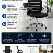 Silla de oficina con respaldo y asiento de malla 🏡 🖤 - Img 54535506