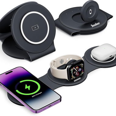 CARGADOR INALÁMBRICO 3 EN 1 MAGNÉTICO PLEGABLE PARA IPHONE APPLE WATCH AIRPODS ENVÍO DISPONIBLE + GARANTÍA - Img 124127027