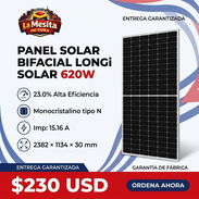 Panel Solar Longi ,Bifacial 620W ,Monocristalino tipo N ,con tecnologia half-cut ( media celda ),diseño de doble vidrio - Img 57945911