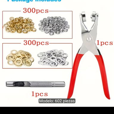 Kit de Pinza Ojaladora y Perforadora con Ojetes Metálicos - 6/10