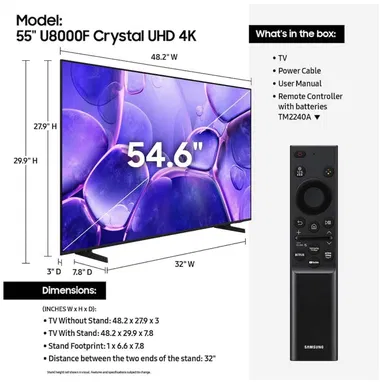 TV Samsung Crystal 4K UHD U8000FB de 55”, modelo 2025 Smart - 2/10