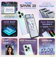 Tecno Spark 20  Pantalla: 6.6" pulgadas RAM: 16GB Microprocesador: MTK G85 Almacenamiento: 256GB Batería: 5000 mAh Cámar - Img 46064120