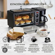 *Desayunador 3 en 1* Estación de desayuno 3 en 1 con cafetera, desayunadora eléctrica horno tostador de pan antiadheren - Img 57681667