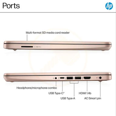 Laptop HP 14", Procesador Intel N150 (Modelo: 14-dq6015dx), 4 GB RAM, 128 GB UFS - Oro Rosa  🔶 $285 - 3/4
