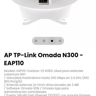 AP TP-Link Omada N300 - EAP110 Modelo: EAP110-Outdoor V3 N300, ideal para extender cobertura WiFi - 3/4