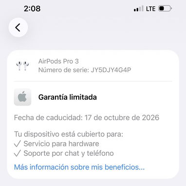 Airpods Pro 3 / Garantía vigente en apple hasta 17/10/26 - 2/2