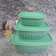 Set de 3 pozuelos con tapa cada pozuelo trae su pieza escurridora Sirven para micro en 2800cup - Img 54051762