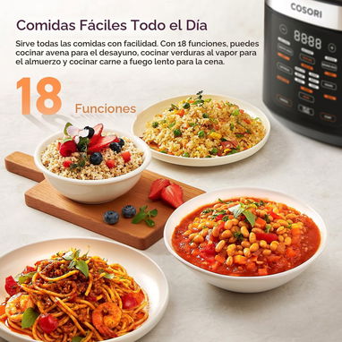Olla Arrocera COSORI multifuncional 10 Tazas 110V/60Hz 18 funciones, cacerola antiadherente de cerámica, cesta vaporera - Img 125243021