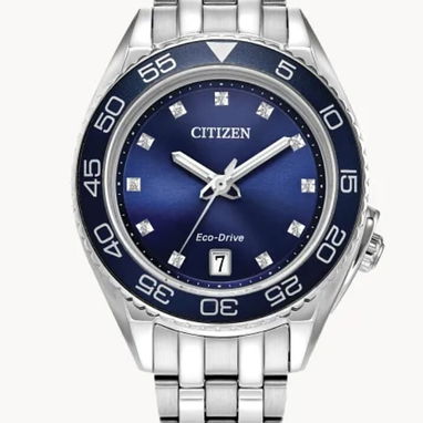 CITIZEN ECODRIVE CARSON (FE6160-57L) PARA MUJER , CRISTAL DE ZAFIRO Y ACERO INOXIDABLE ,ESFERA AZUL CON PIEDRAS 58049738 - Img 106082242