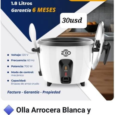 Olla arrocera blanca y roja 1.8 litros - Img 125806445
