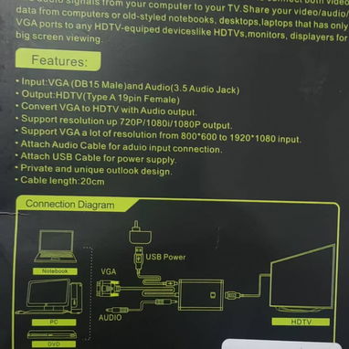 💻Adaptador vga a hdmi con alimentacion de corriente y salida de audio - Img 92571915