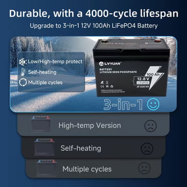 Bateria LVYUAN de iones de litio LiFePO4 de 12V 100Ah - 6/9