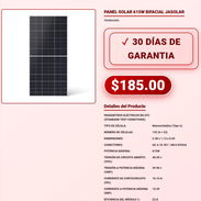 Placa Solar JASOLAR 615W Bifacial Tipo-N 22.8% Eficiencia 1500 VDC VPT-0212 - Img 57975895