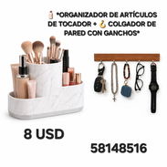 ORGANIZADOR DE ARTICULOS DE TOCADOR+COLGADOR DE PARED CON GANCHOS - Img 56012639