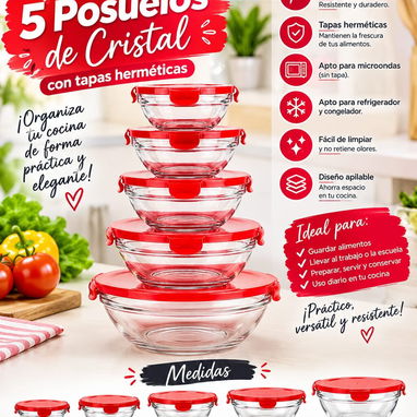 Set de 5 pozuelos de cristal - 2/3