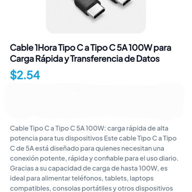 Cables de carga USB TipoC a USB TipoC de la Marca ✔️ 1Hora - Img 127870374