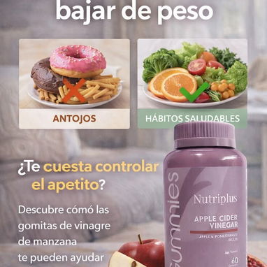 🍎 Gomitas Vinagre de Manzana Farmasi Nutriplus | Digestión Metabolismo Bienestar | 60 Gomitas - Img 121057870