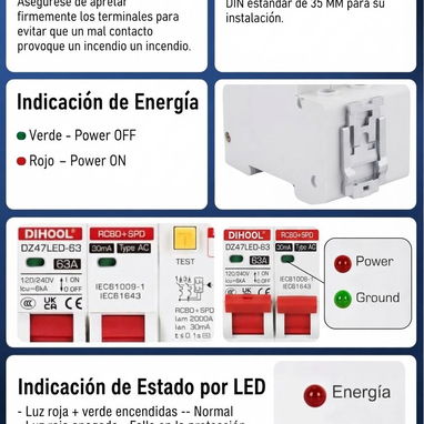 ​DIHOOL Diferencial Inteligente 3 en 1 de 63A - 2/4