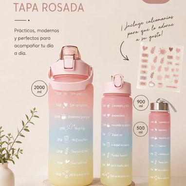 Set de 3 pomos (modelos: tapa azul y tapa rosa) 12usd (2000ml 900ml 500ml) - Img 124475616