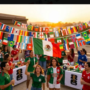 Cuerda con banderas de países al mundial 2026, 14 metros de banderas. 28cmX20cm cada bandera - Img 123281866