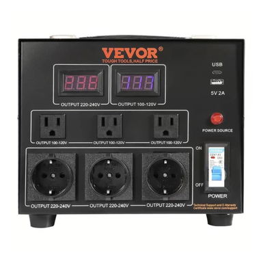 Transformador Convertidor de Voltaje VEVOR 5000W 110V-220V Step Up Down Universal Negro - 8/10