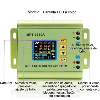 CONTROLADOR DE CARGA SOLAR MPPT 10A (600W) 🔋Sistemas de 24V, 36V, 48V, 60V y 72V. 🔄 - Img 117304992