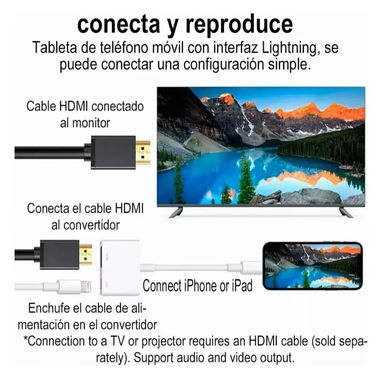 Lightning HDMI para iPhone,iPod / IPad - Img 96797652