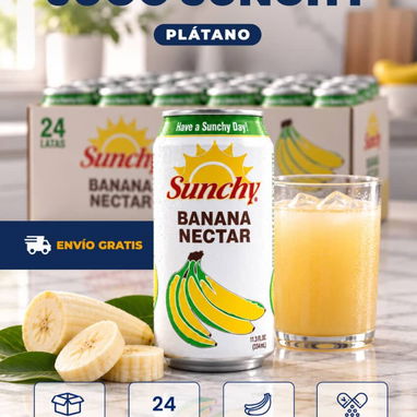 Jugos de lata Sunchy de frutas naturales y distintos sabores, venta por caja - 6/6