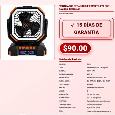 MINI FAN VENTILADOR DE MESA VENTILADOR DE MESA RECARGABLE PATIX VENTILADOR DE PEDESTAL VENTILADOR ENFRIADOR VENTILADOR - 3/9