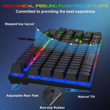 (X) BlueFinger Combo Gamer RGB 4 en 1 Teclado Retroiluminado + Mouse Gaming + Auriculares con Micrófono + Alfombrilla - Img 126468787