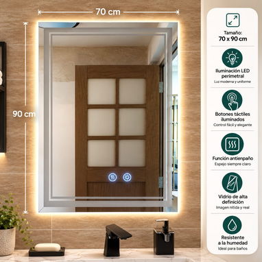 Espejo de Tocador / Baño táctil con luces led - 3/4