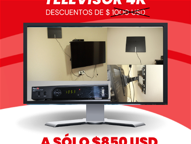 Se vende TV 4k Samsung con base de pared y caja HD + Antena - Img main-image