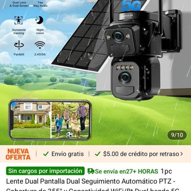 ✨👉 Cámara de Seguridad Solar Ultra 4k visión nocturna a color, Detección de movimiento - 2/2