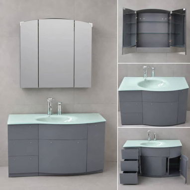 SET DE BAÑO: Encimera + Lavamanos + Llave mezcladora con aditamentos + mueble con gavetas + espejo triple tipo botiquín - 2/3