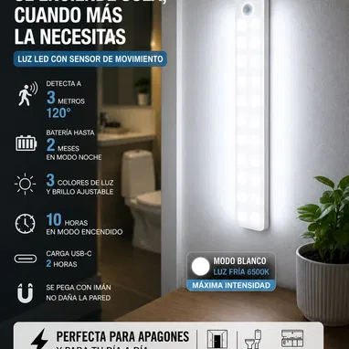 🔷 LUZ LED CON SENSOR DE MOVIMIENTO (Auxoda 8") 🔷 - Img 122646371