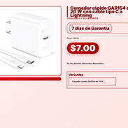 Cargador rápido GAR154 de 20 W con cable tipo C a Lightning . - Img 57556210