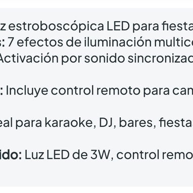 COIDEA Luz Estrobosc贸pica LED de Fiesta 3W. Luz de discoteca con 7 colores y activaci贸n por sonido y control remoto 馃寪 - Img 127569567