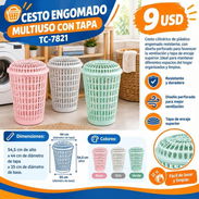 Wa.me/*5358296067 🧺 CESTO ENGOMADO MULTIUSO CON TAPA TC-7821  PRECIO: 9 USD - Img 57830439